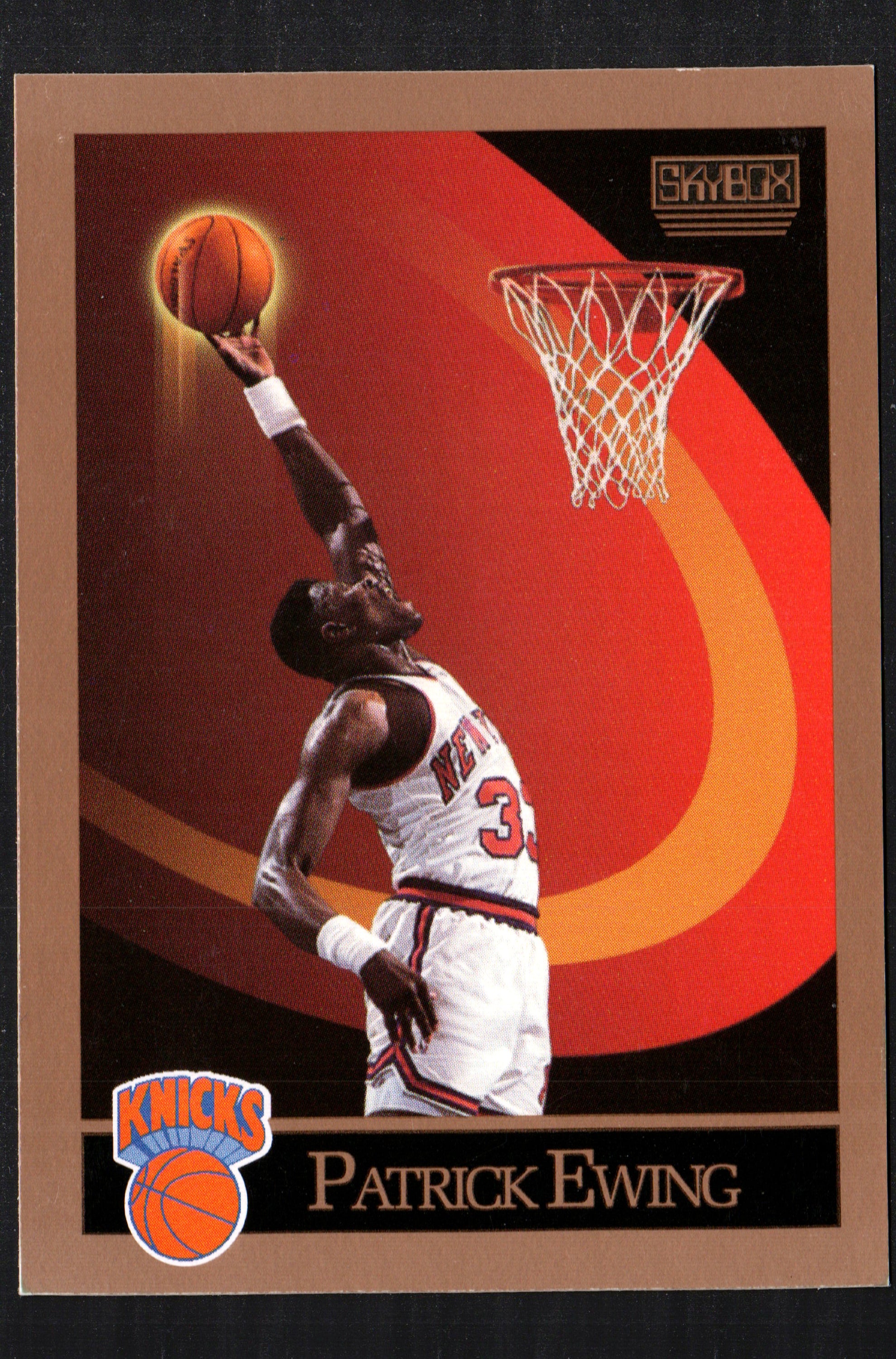 Patrick Ewing New York Knicks #187 trading card from the 1990-91 SkyBox set featuring Ewing in his Knicks uniform.