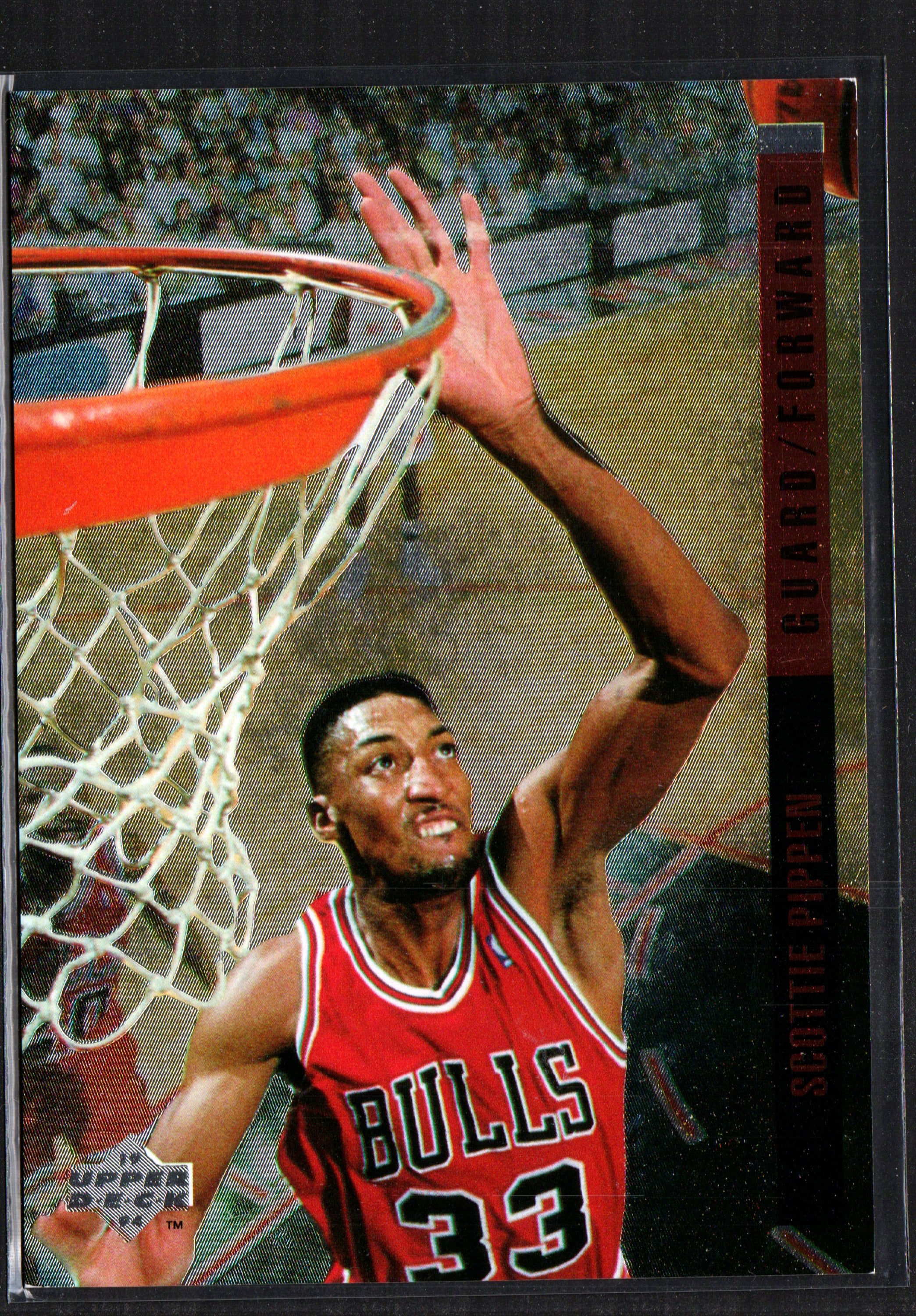 Scottie Pippen Chicago Bulls #G10 trading card from 1994 Upper Deck, showcasing Pippen in action during an NBA game.