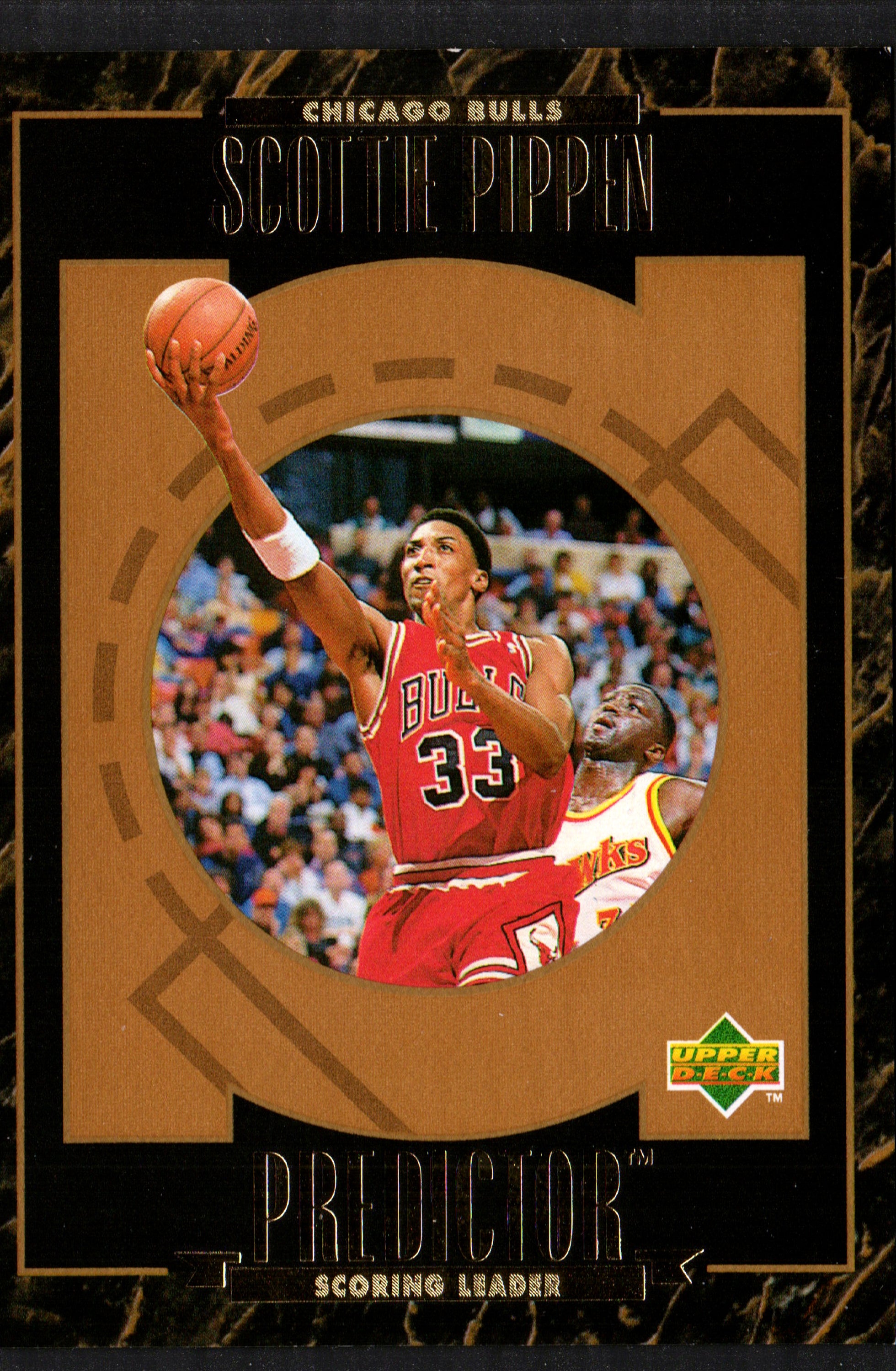 Scottie Pippen Chicago Bulls #H7 trading card from 1995 Upper Deck Predictor set, featuring vibrant colors and iconic number 33.