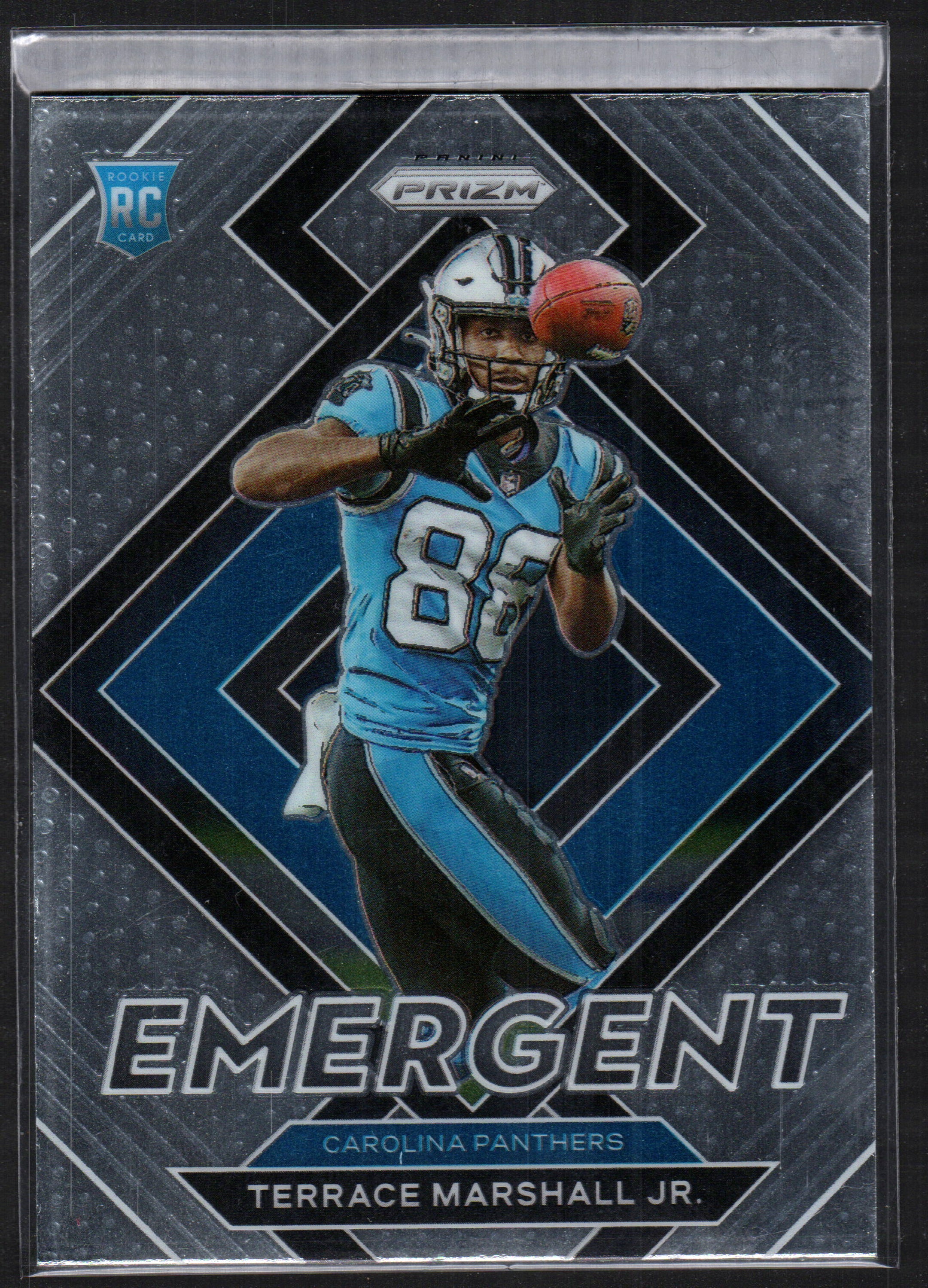 2021 Panini Prizm Terrace Marshall Jr. trading card featuring Carolina Panthers logo and player details.