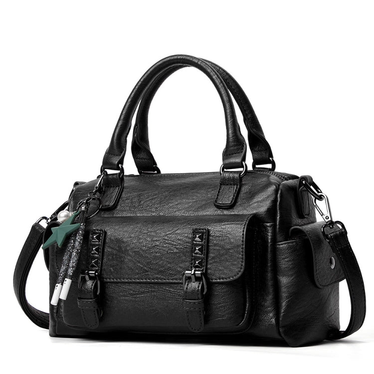 048 Pebbled Leather Multi-compartment Handbag in a stylish design, showcasing its large capacity and crossbody functionality.