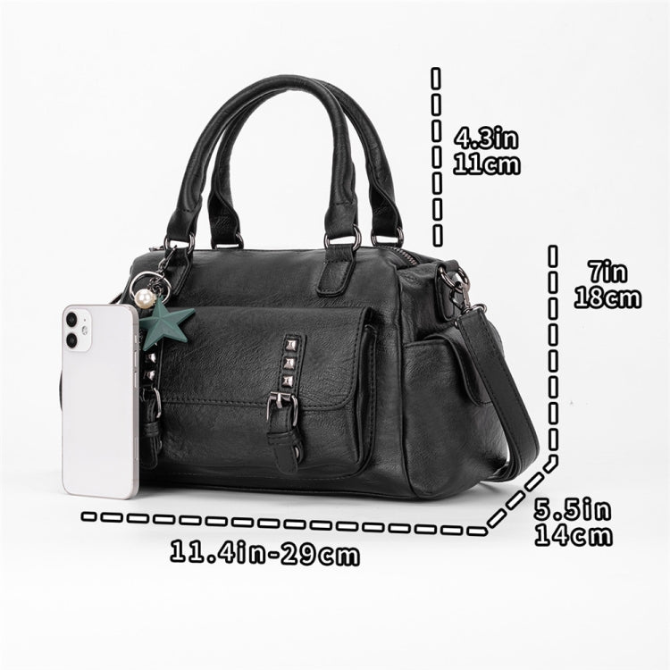 048 Pebbled Leather Multi-compartment Handbag in a stylish design, showcasing its large capacity and crossbody functionality.