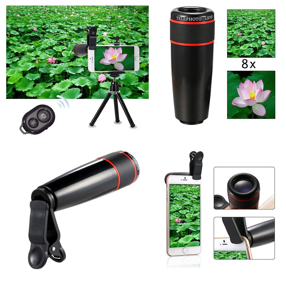 11 in 1 Smartphone Camera Lens Kit including various lenses, selfie light, selfie stick, and carrying case, designed for enhanced smartphone photography.