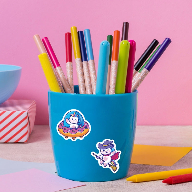 A colorful set of cute cartoon graffiti stickers designed for personalizing various items like water cups, laptops, and suitcases.