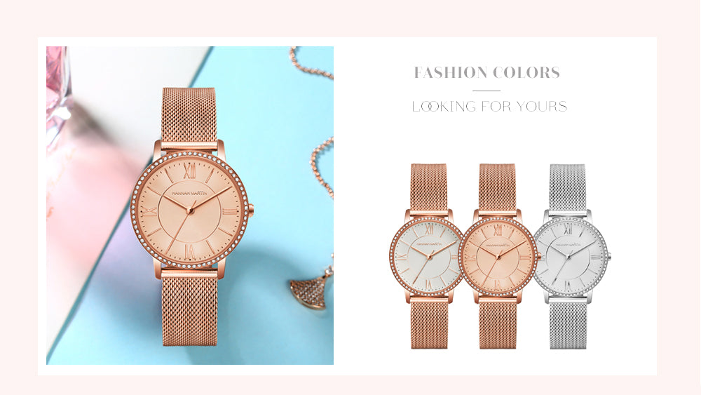 Elegant women's watch and bracelet set featuring rhinestones and a stylish design, perfect for casual and formal occasions.