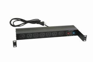 11 Way Horizontal Power Rail 1RU 10AMP with multiple outlets for efficient power distribution in server racks.