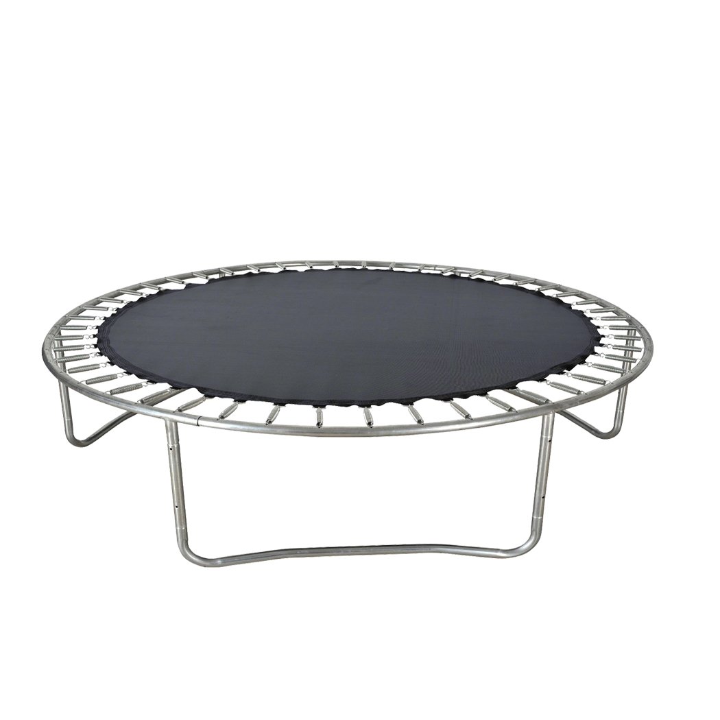 10 FT Kids Trampoline Pad Replacement Mat in black, showcasing its smooth surface and reinforced stitching for durability.