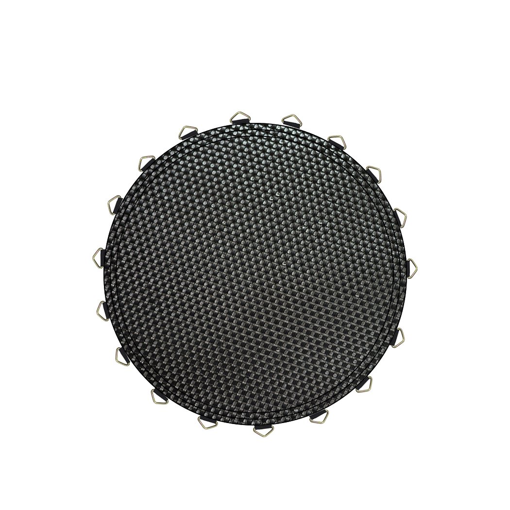 10 FT Kids Trampoline Pad Replacement Mat in black, showcasing its smooth surface and reinforced stitching for durability.