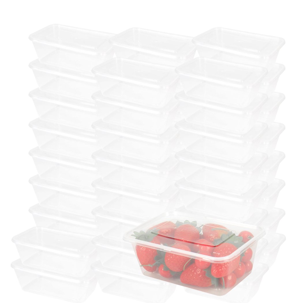 A stack of 1000ml plastic takeaway food containers with lids, ideal for snacks and meals.