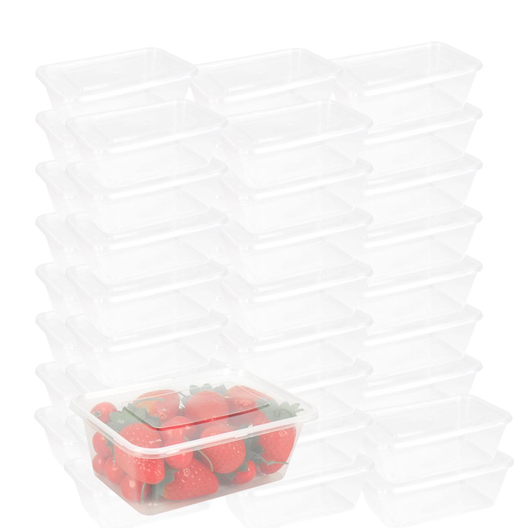 A stack of 1000ml plastic takeaway food containers with lids, ideal for snacks and meals.