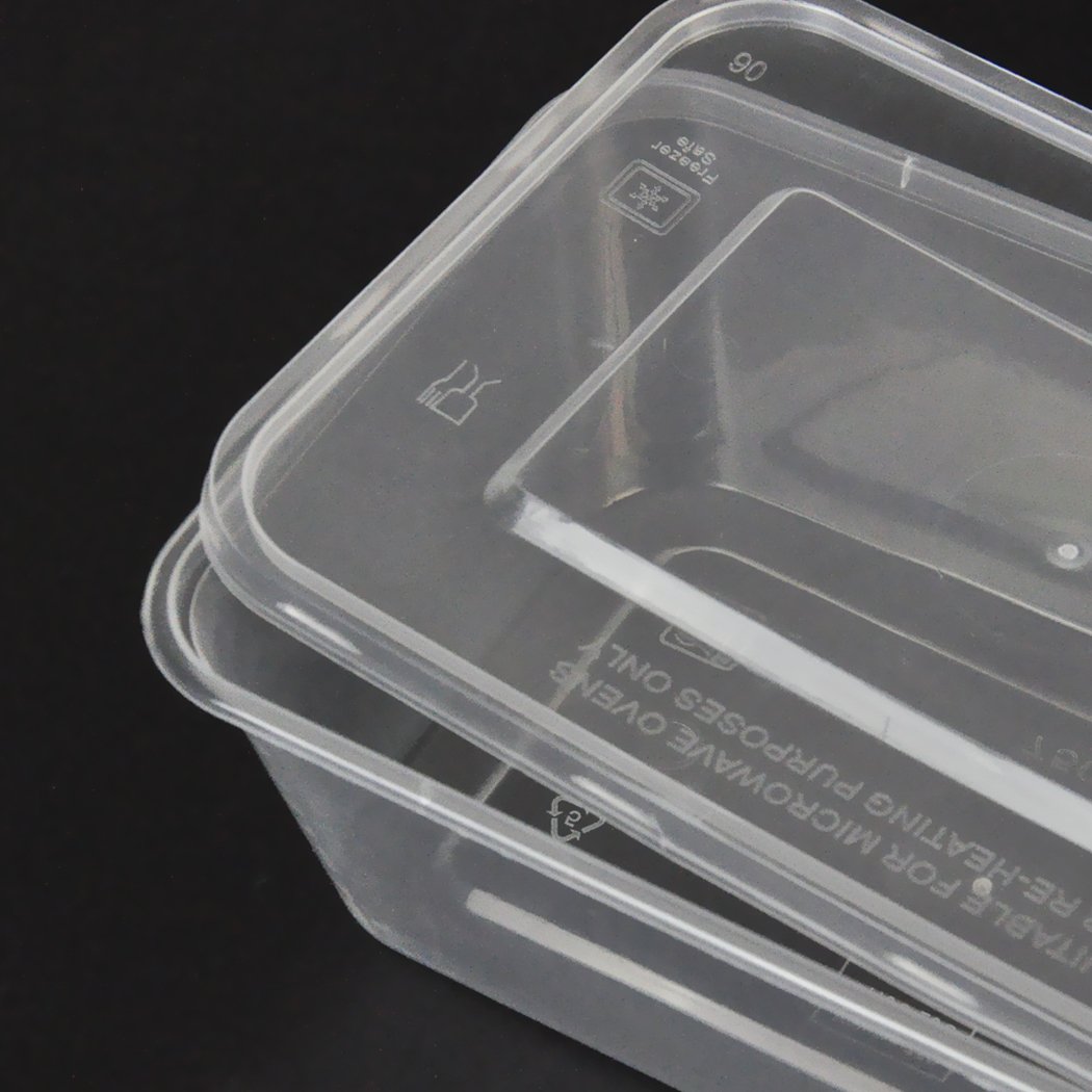 A stack of 1000ml plastic takeaway food containers with lids, ideal for snacks and meals.