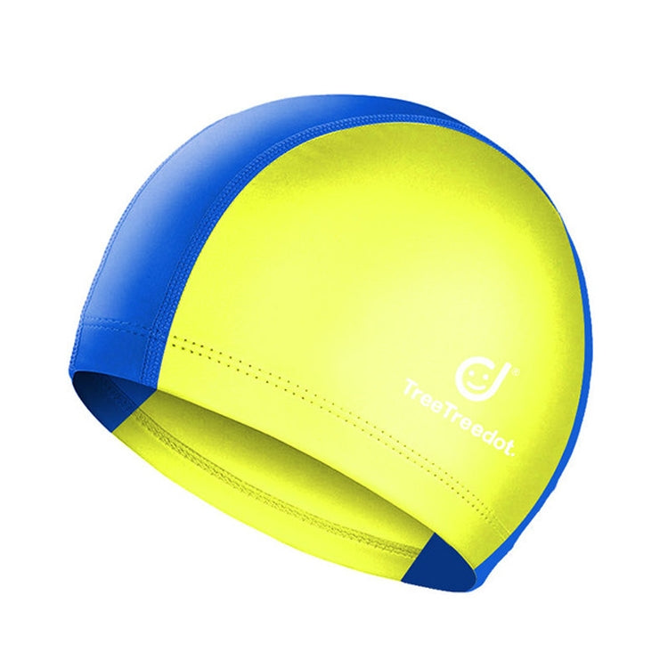 A vibrant children's swimming cap made of cotton and spandex, designed for sun protection and comfort, featuring a snug fit and anti-fog coating.