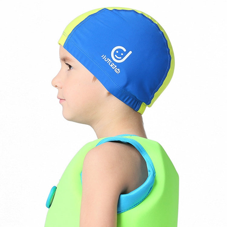 A vibrant children's swimming cap made of cotton and spandex, designed for sun protection and comfort, featuring a snug fit and anti-fog coating.