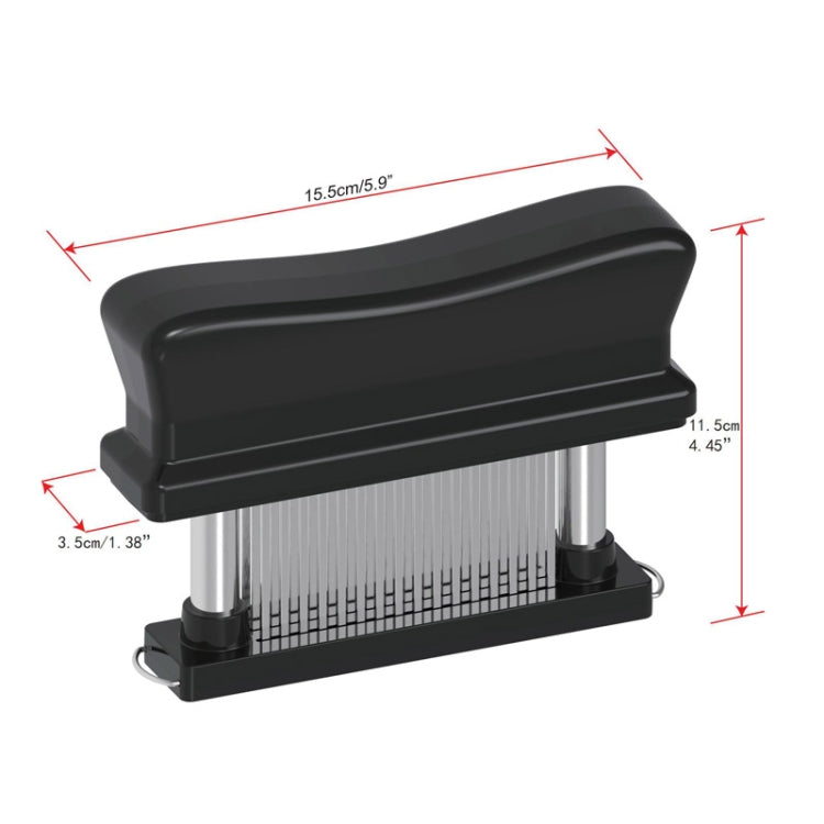 10B48 Tenderizer Pin Meat Looser with 48 stainless steel pins and protective cover, designed for easy meat preparation.