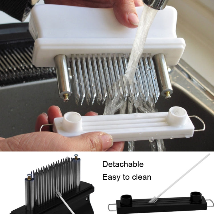 10B48 Tenderizer Pin Meat Looser with 48 stainless steel pins and protective cover, designed for easy meat preparation.