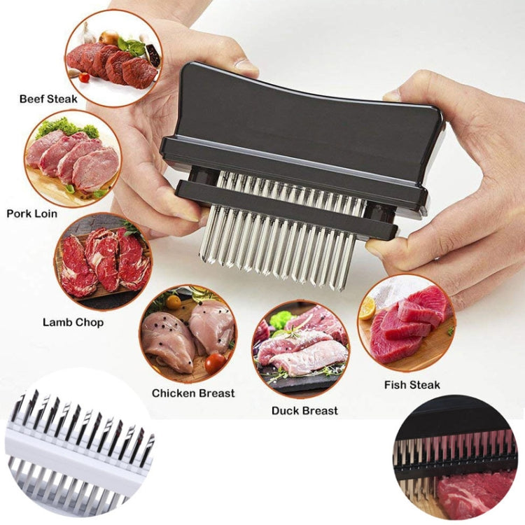 10B48 Tenderizer Pin Meat Looser with 48 stainless steel pins and protective cover, designed for easy meat preparation.