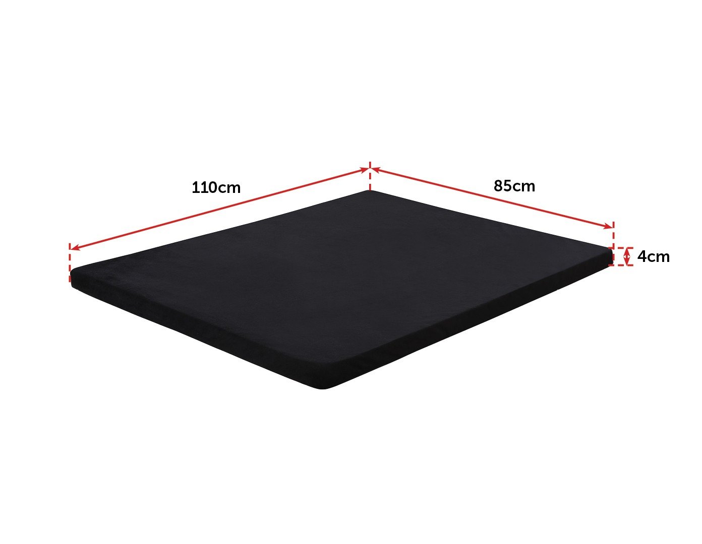 110CM XL Pet Bed Mattress for dogs and cats, featuring Certi-Pur memory foam and a stylish black cover with white trim.