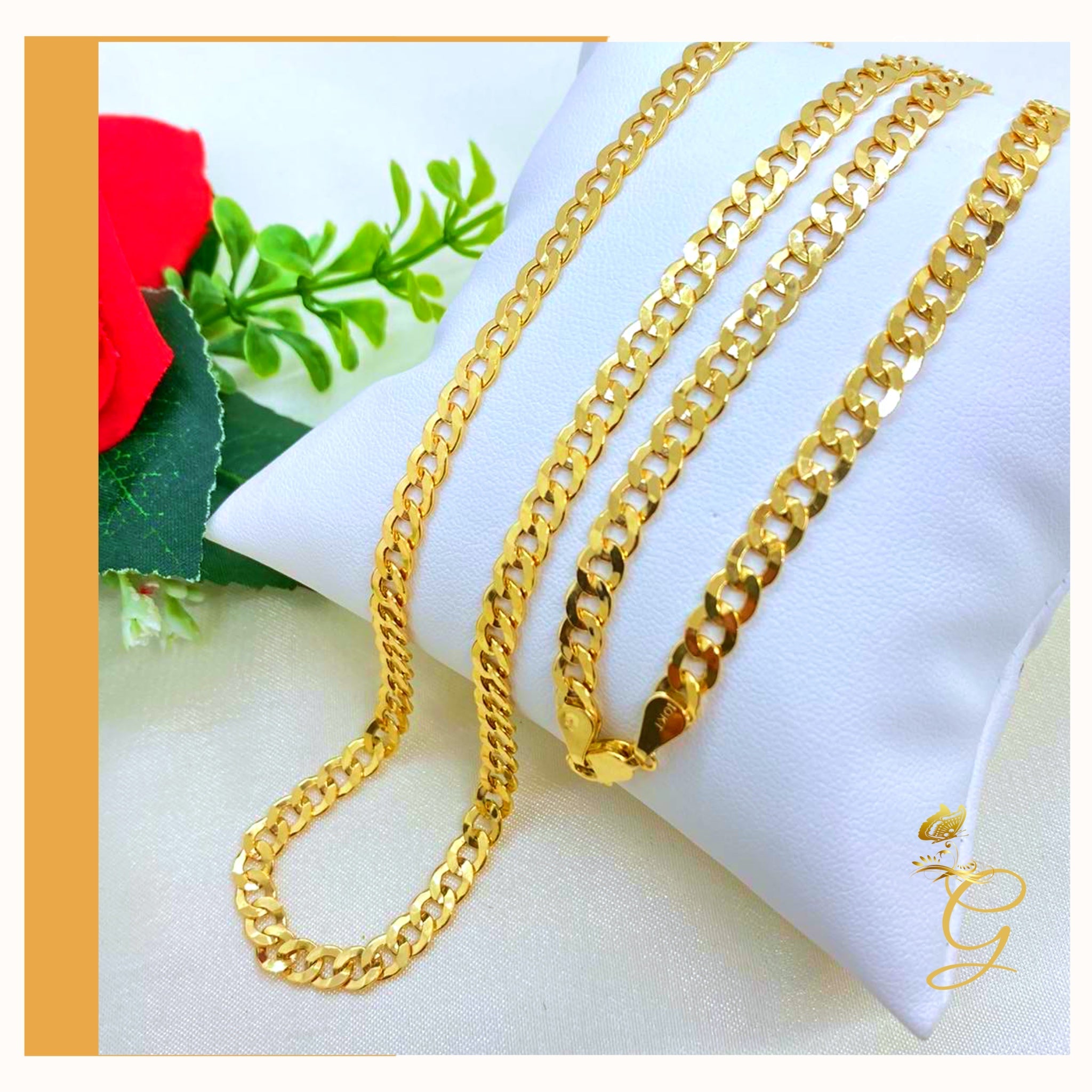 A 10K Gold Cuban Link Chain, 24 inches long with a 5.53MM width, showcasing its solid yellow gold design.