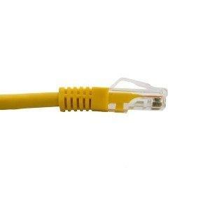 10m Cat 5e Gigabit Ethernet Network Patch Cable in yellow, showcasing its durable boot and high-quality connectors.