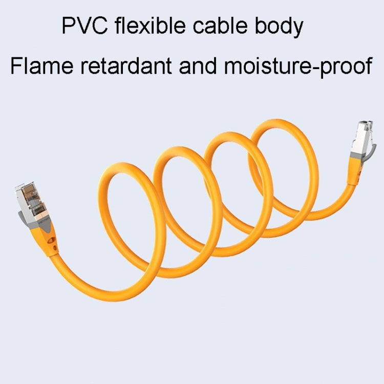 10m CAT6 Gigabit Ethernet Double Shielded Cable with RJ-45 connectors, showcasing its durable design and flexibility.