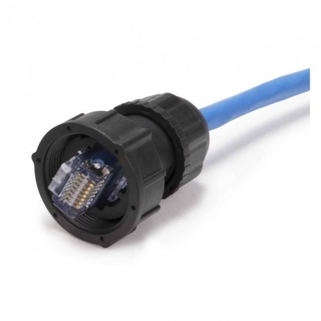 10M Cat6 IP67 Ethernet cable with rugged male-male connectors, suitable for outdoor use.