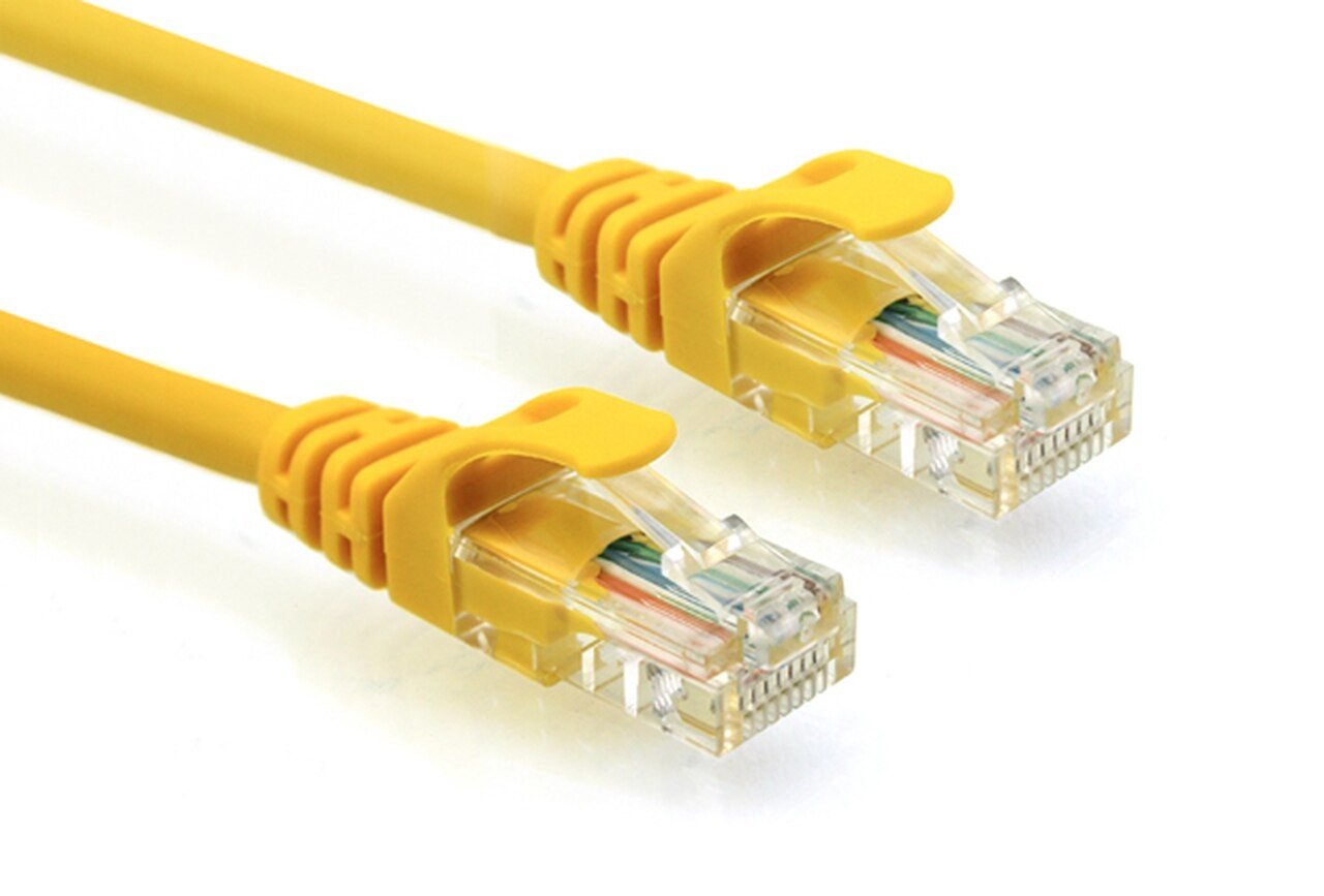 10M Cat6 Yellow Network Cable with solid copper construction, designed for high-speed internet connections.