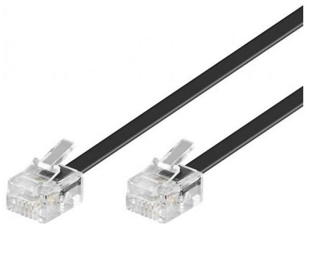 10m flat telephone cable RJ12-RJ12 with gold contacts, suitable for telephones and modems.