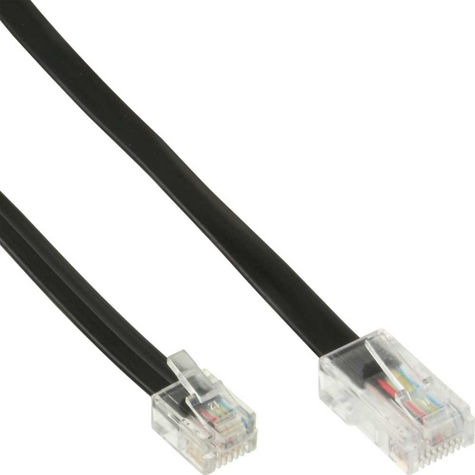 10m flat telephone cable with RJ45 and RJ12 connectors, showcasing its premium quality and copper construction.