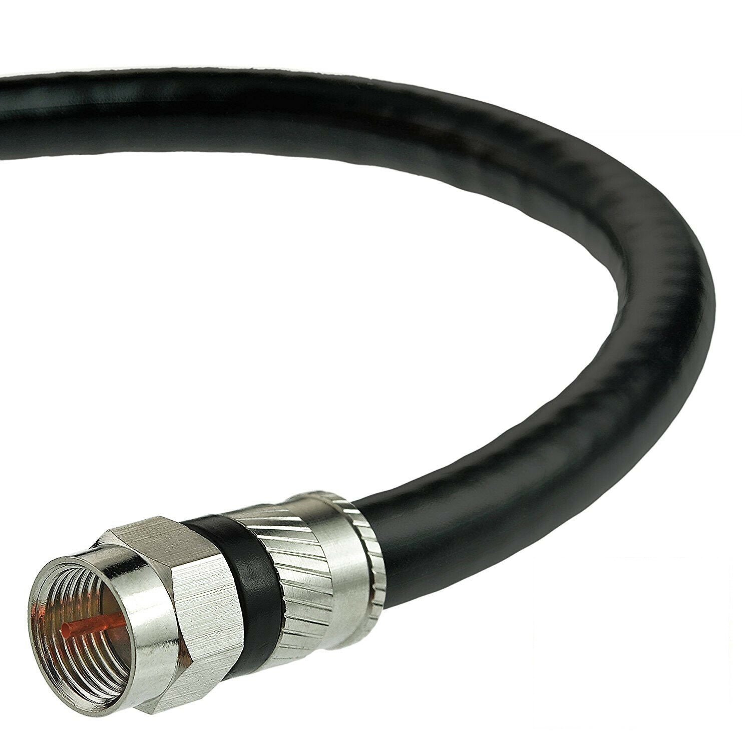 10m RG6 Quad F-Type Lead with F-Type Male-Male connectors, showcasing its rugged design and premium quality.