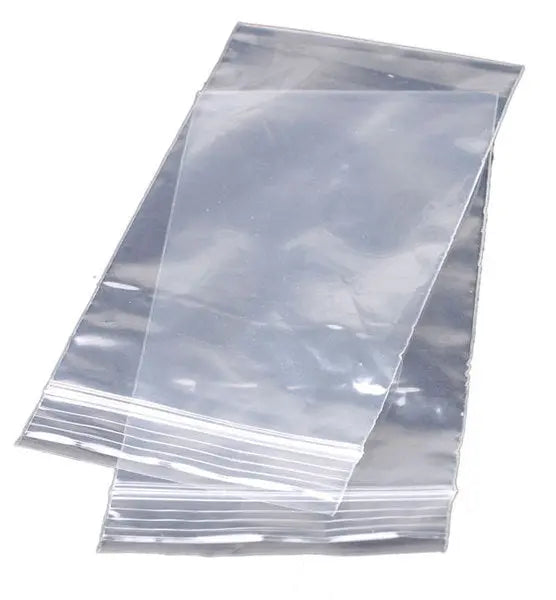 Pack of 500 plastic self-seal bags for inkjet cartridges, showcasing their clear design and convenient size.