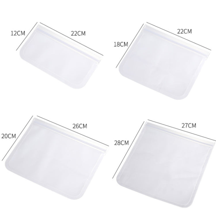 10pcs EVA Refrigerator Reusable Food Airtight Preservation Bags in various sizes, showcasing their durability and airtight sealing features.