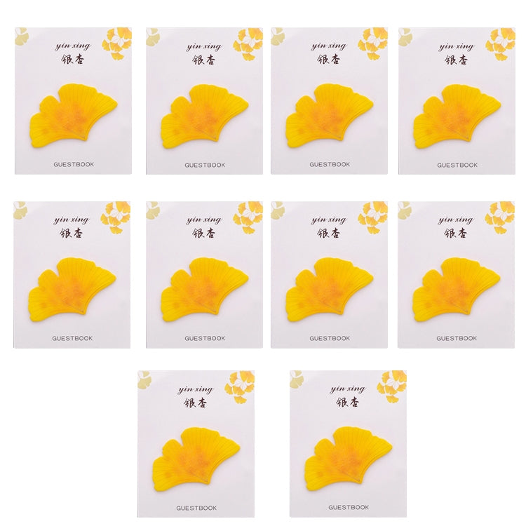 A pack of 10pcs F073 Cute Small Fresh Leaves Sticky Notes, featuring a vibrant leaf design, perfect for decoration and organization.