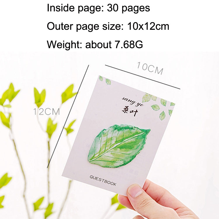 A pack of 10pcs F073 Cute Small Fresh Leaves Sticky Notes, featuring a vibrant leaf design, perfect for decoration and organization.