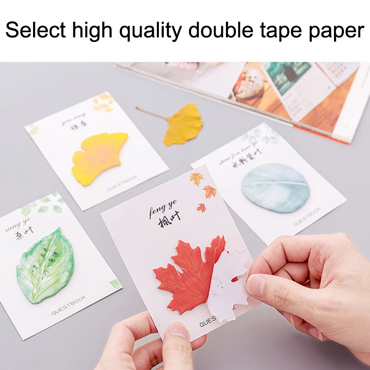 A pack of 10pcs F073 Cute Small Fresh Leaves Sticky Notes, featuring a vibrant leaf design, perfect for decoration and organization.