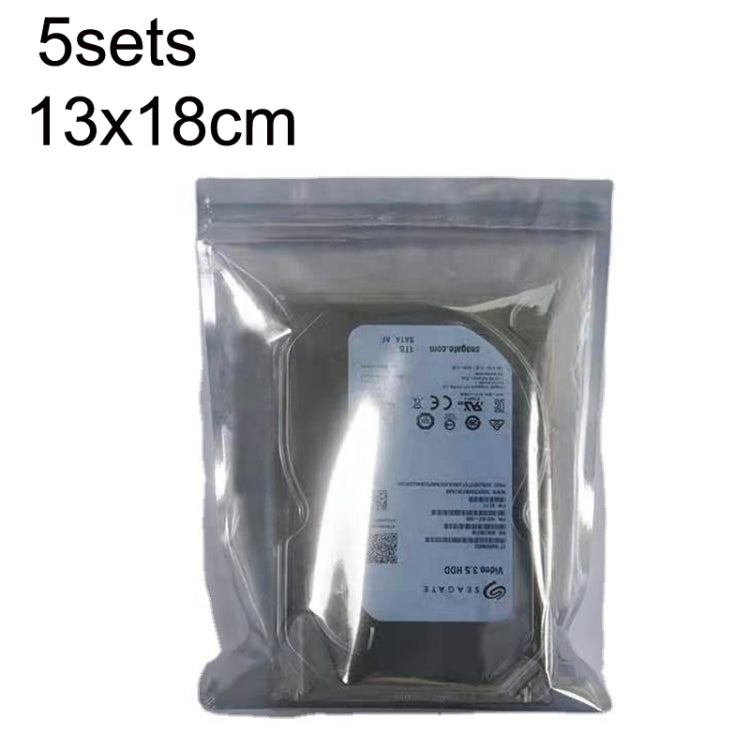 A pack of 100 anti-static shielding bags, each measuring 13x18cm, designed for hard disk insulation and protection against static electricity.