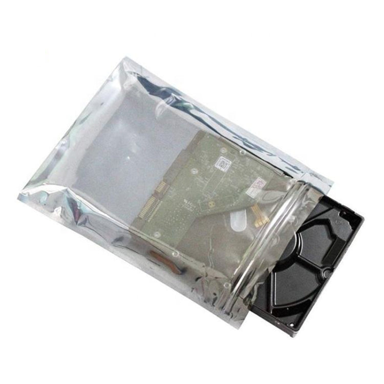 A pack of 100 anti-static shielding bags, each measuring 13x18cm, designed for hard disk insulation and protection against static electricity.