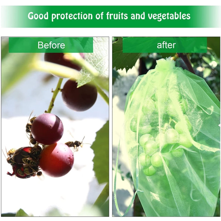 100pcs Fruit Protection Bag made of breathable gauze, designed to protect fruits from insects and birds while allowing sunlight and air.