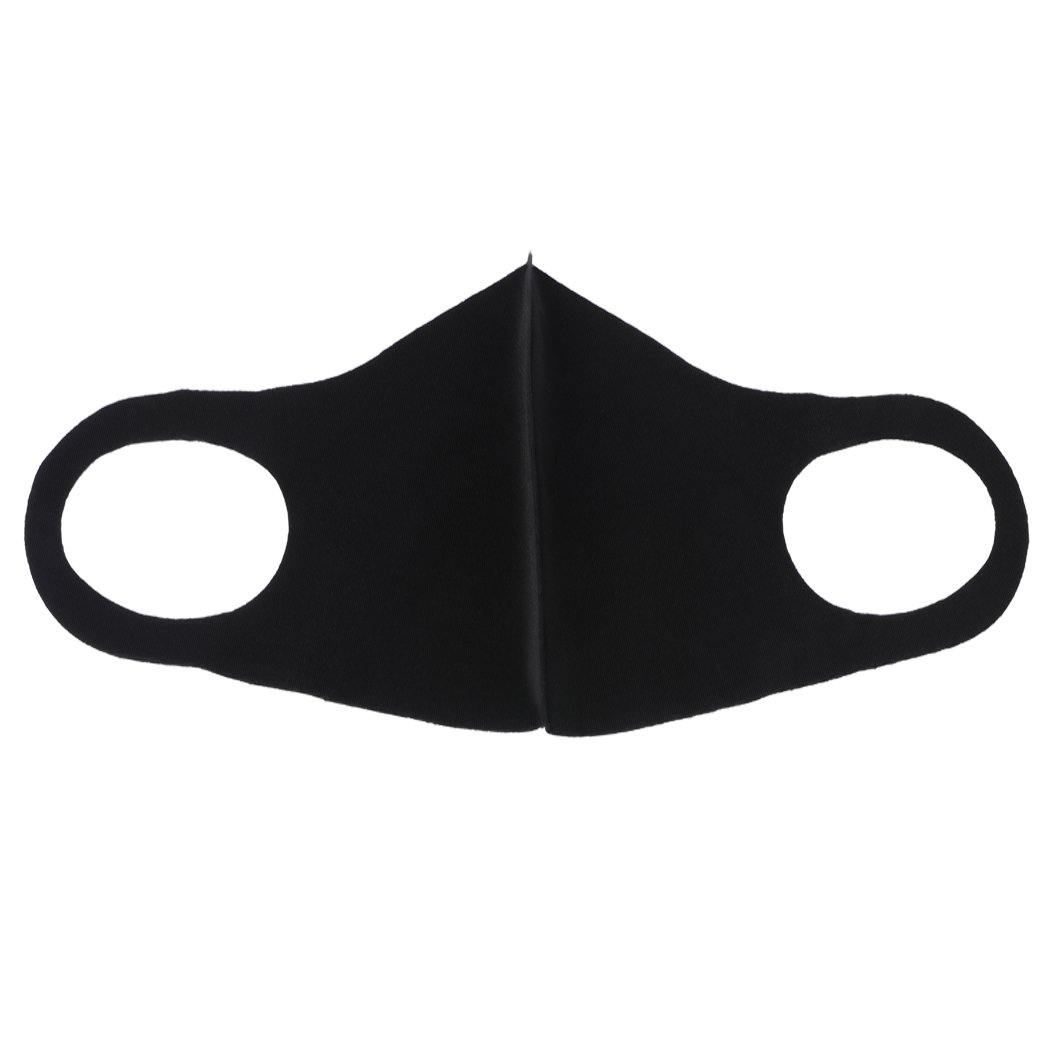 A set of 10 reusable face masks in black, made from high-quality polyester and spandex, designed for comfort and effective filtration.