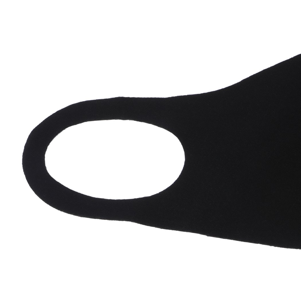 A set of 10 reusable face masks in black, made from high-quality polyester and spandex, designed for comfort and effective filtration.