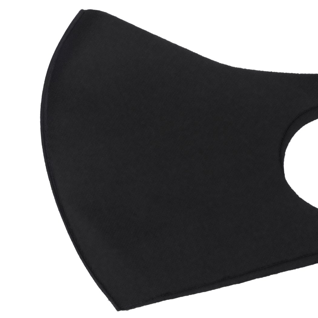 A set of 10 reusable face masks in black, made from high-quality polyester and spandex, designed for comfort and effective filtration.