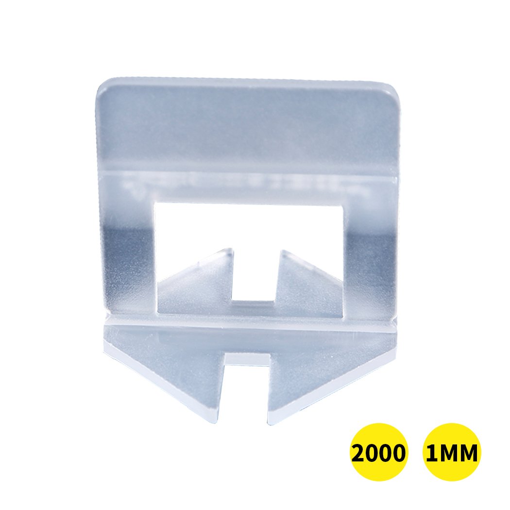 A pack of 1000 1MM Tile Leveling System Clips, showcasing white plastic clips designed for precise tile alignment during installation.