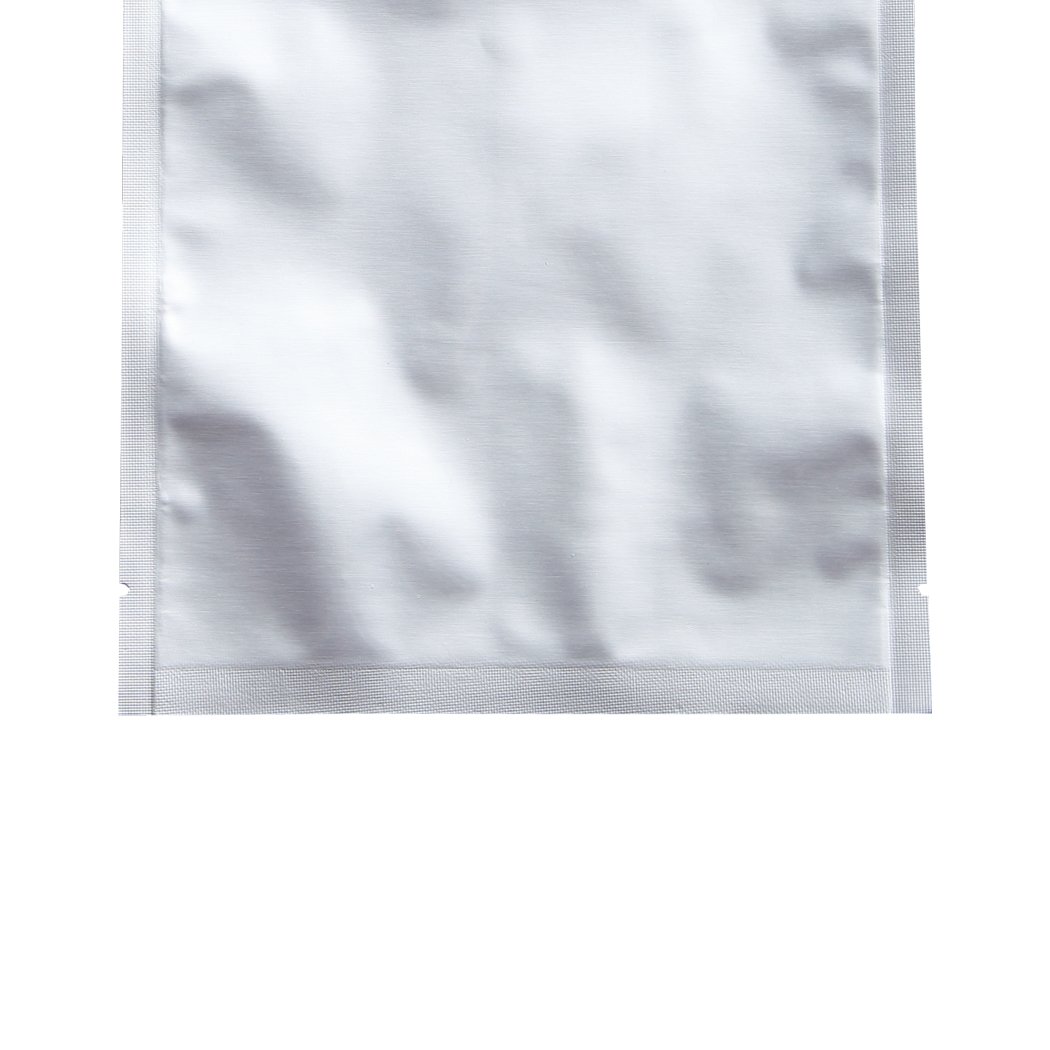 100x Commercial Grade Vacuum Sealer Bags in silver, showcasing their thickness and quality for food storage.