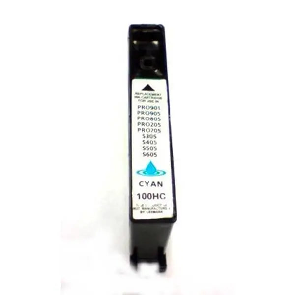 100XL Cyan Compatible Inkjet Cartridge showcasing vibrant cyan color and professional design.