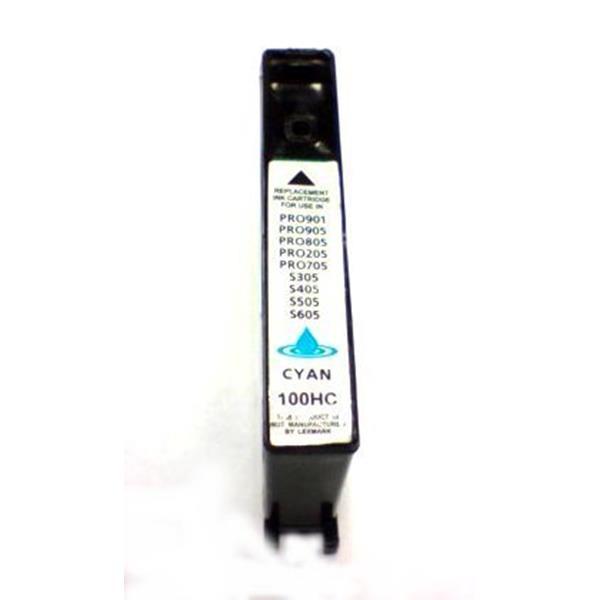 100XL Cyan Compatible Inkjet Cartridge showcasing vibrant cyan color and professional design.