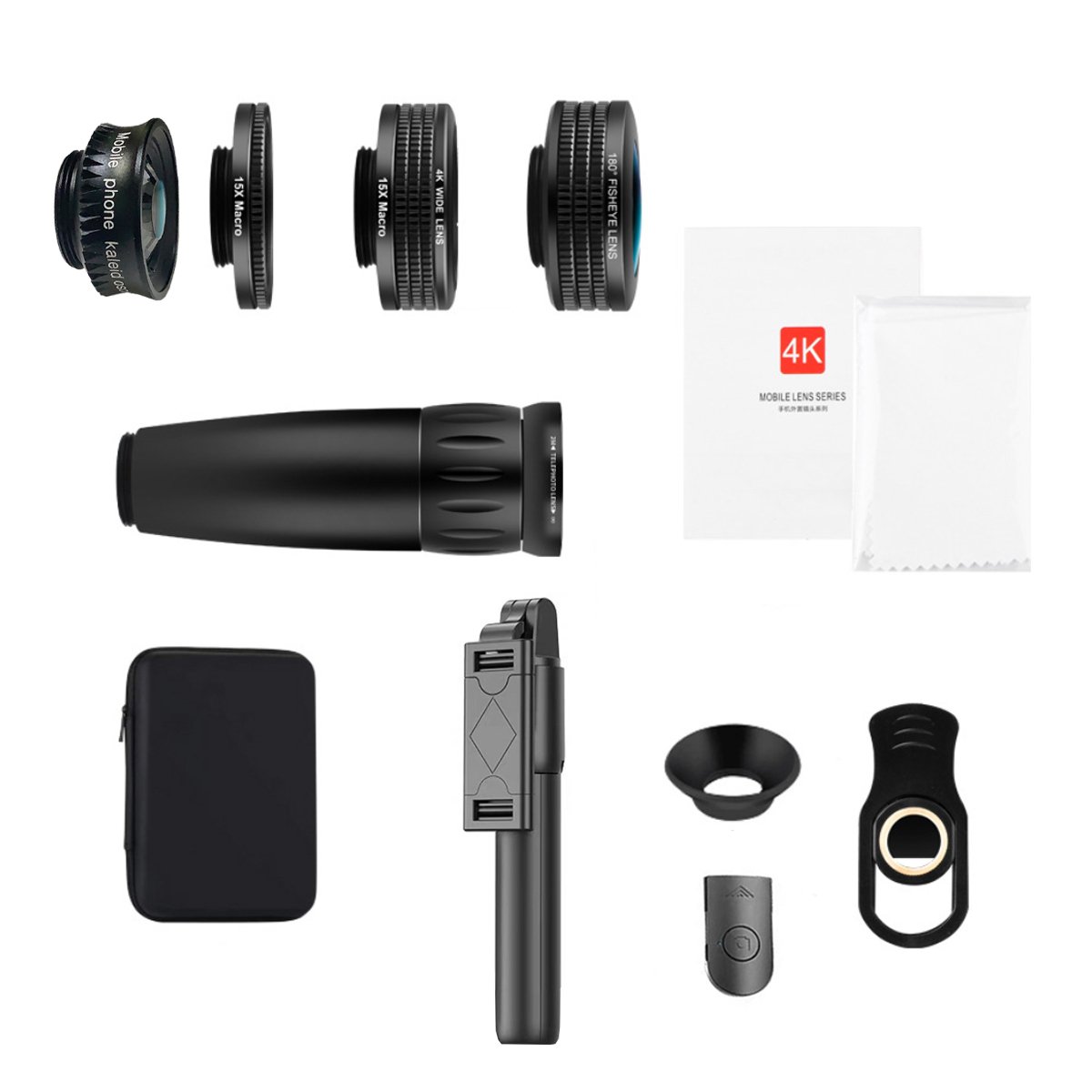 12 in 1 4K Photography Bundle showcasing various lenses and accessories for enhanced photography.