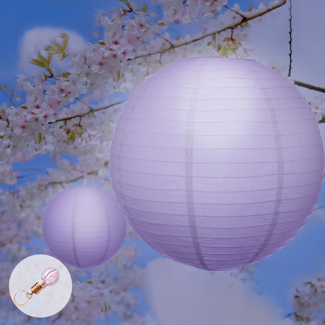 A set of colorful 12-inch paper lanterns, perfect for wedding and party decorations, showcasing their vibrant colors and elegant design.