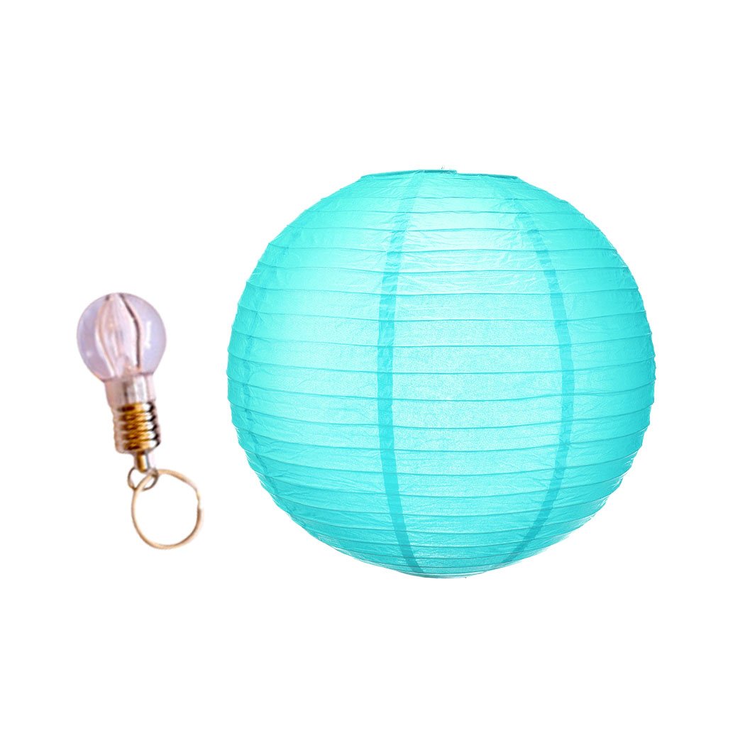 A collection of 12" colorful paper lanterns hanging elegantly, perfect for wedding and party decorations.