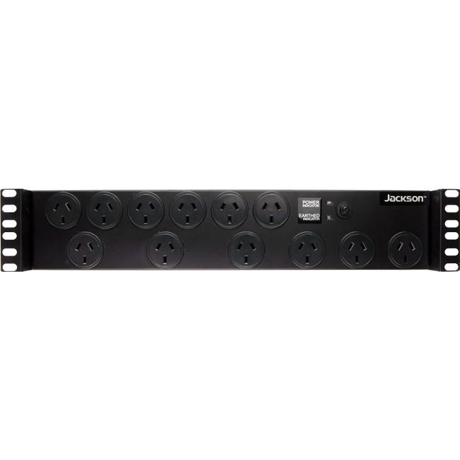 12 Way 2RU Power Distribution Unit with IEC Input, featuring 12 surge protected outlets and a 1.8-meter input cord.