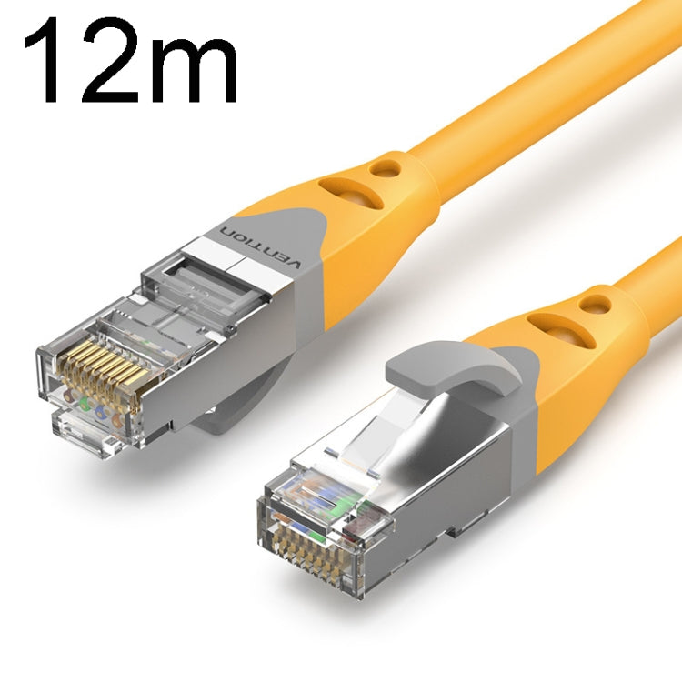 12m CAT6 Gigabit Ethernet Double Shielded Cable with RJ-45 connectors, showcasing its durable and flexible design.