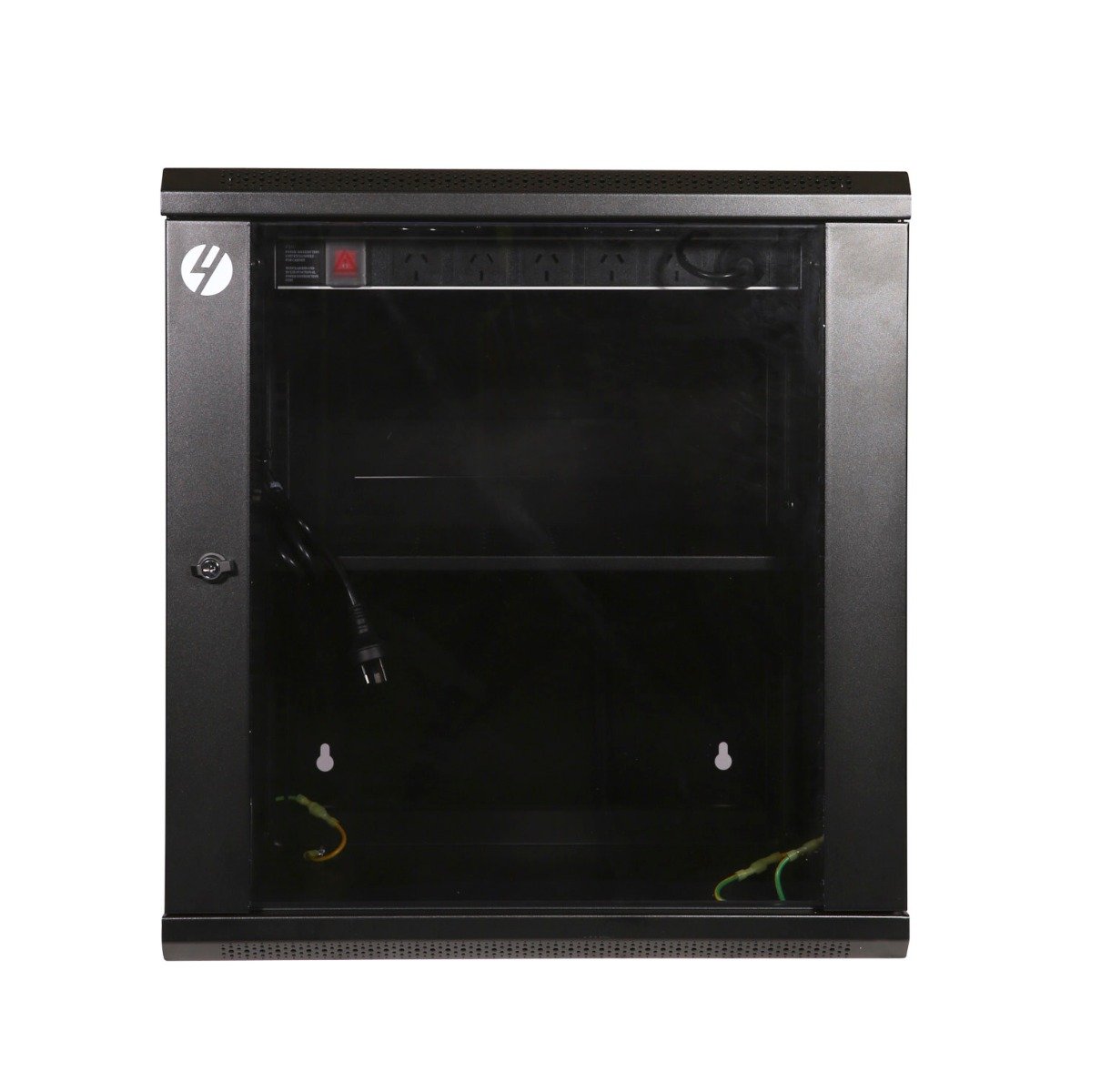 12RU Hinged Wall Mount Server Rack, 600mm wide and 600mm deep, featuring a lockable glass door and solid steel construction.